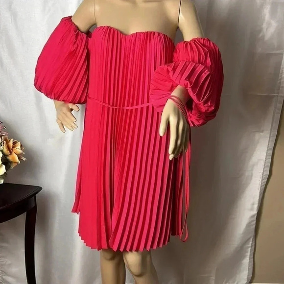 EXPRESS evening dress, HOT PINK MUST HAVE ! NEW!pleated,Romantic,gala,oversized - Picture 3 of 15